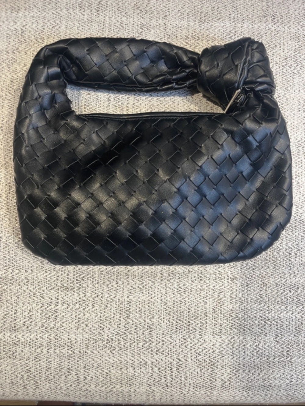 Black Woven Shoulder Bag - Sleek Women's Handbag